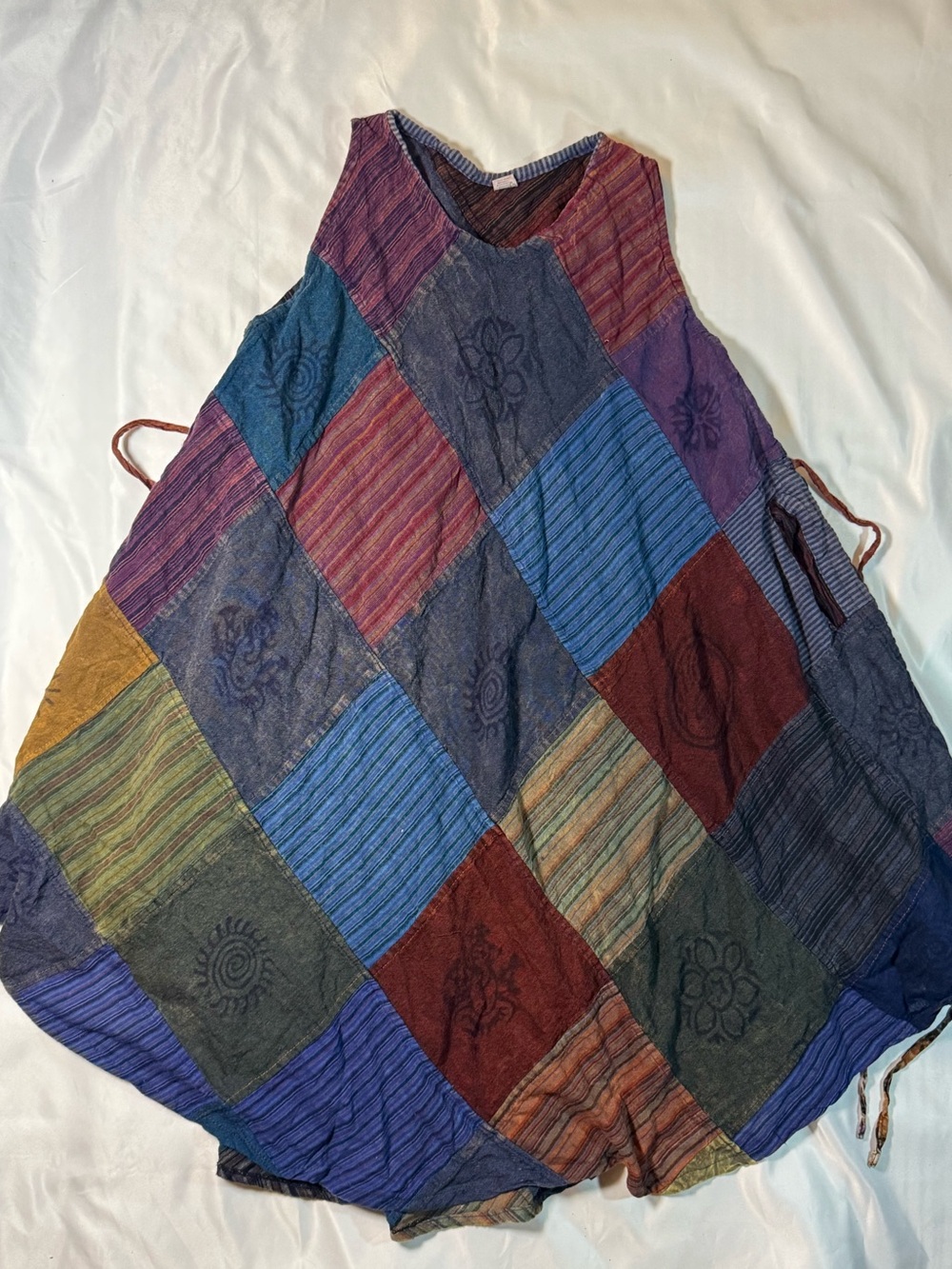 Patchwork Multicolor Women's Sleeveless Tunic Top